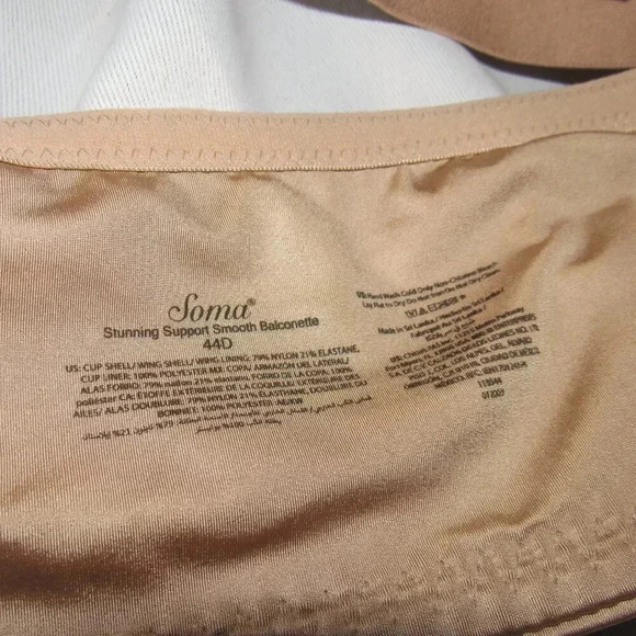 SOMA Stunning Support Smooth Balconetta Tan Bra Size 44D - Picture 5 of 5